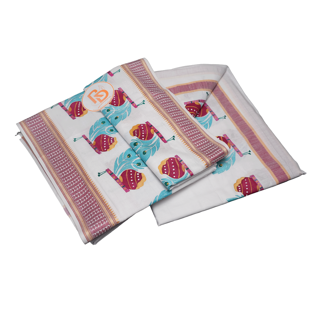 Folded White cotton Dhoti