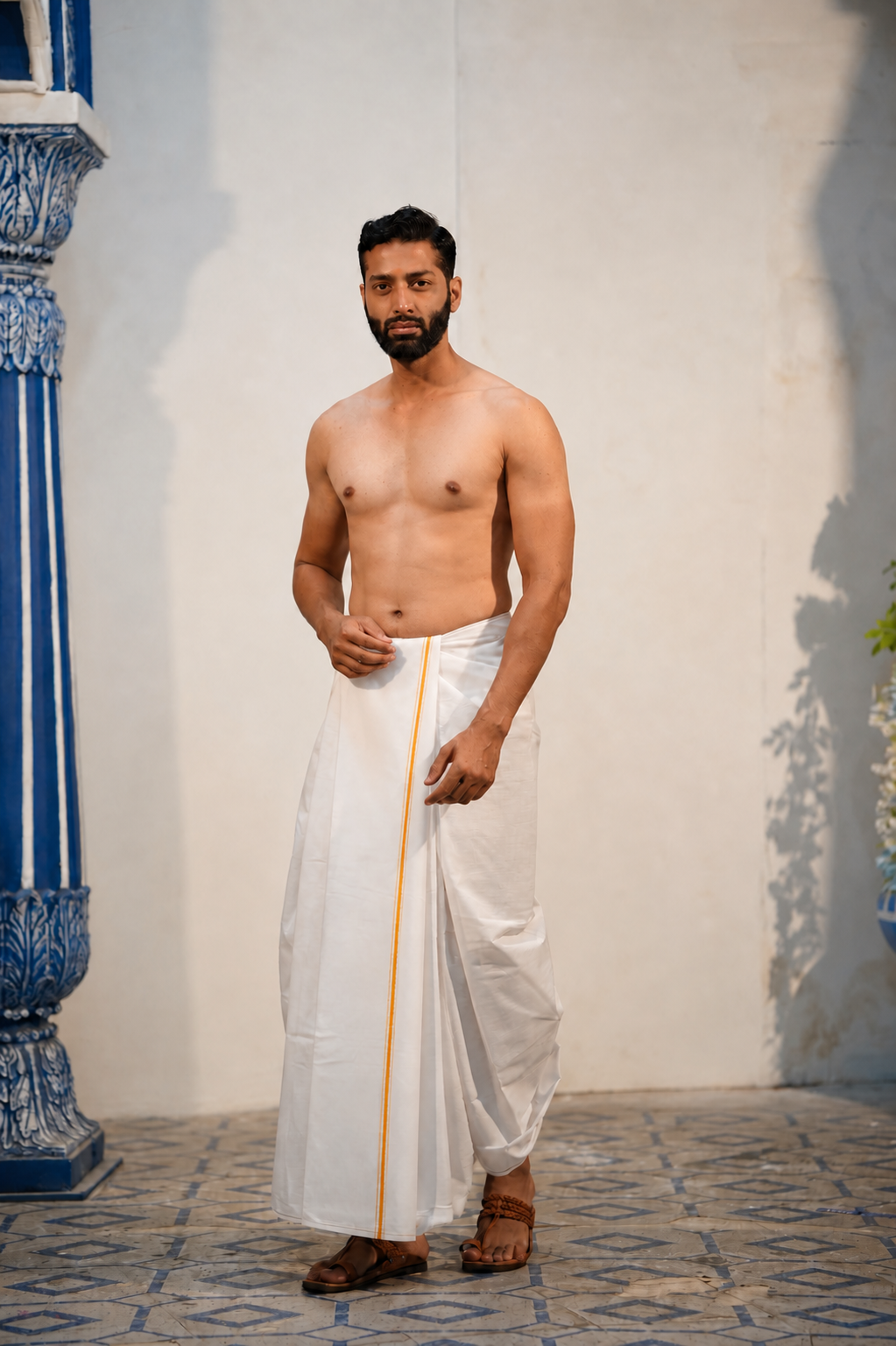 Minister Cotton White Dhoti (4.5 mtr) for Men