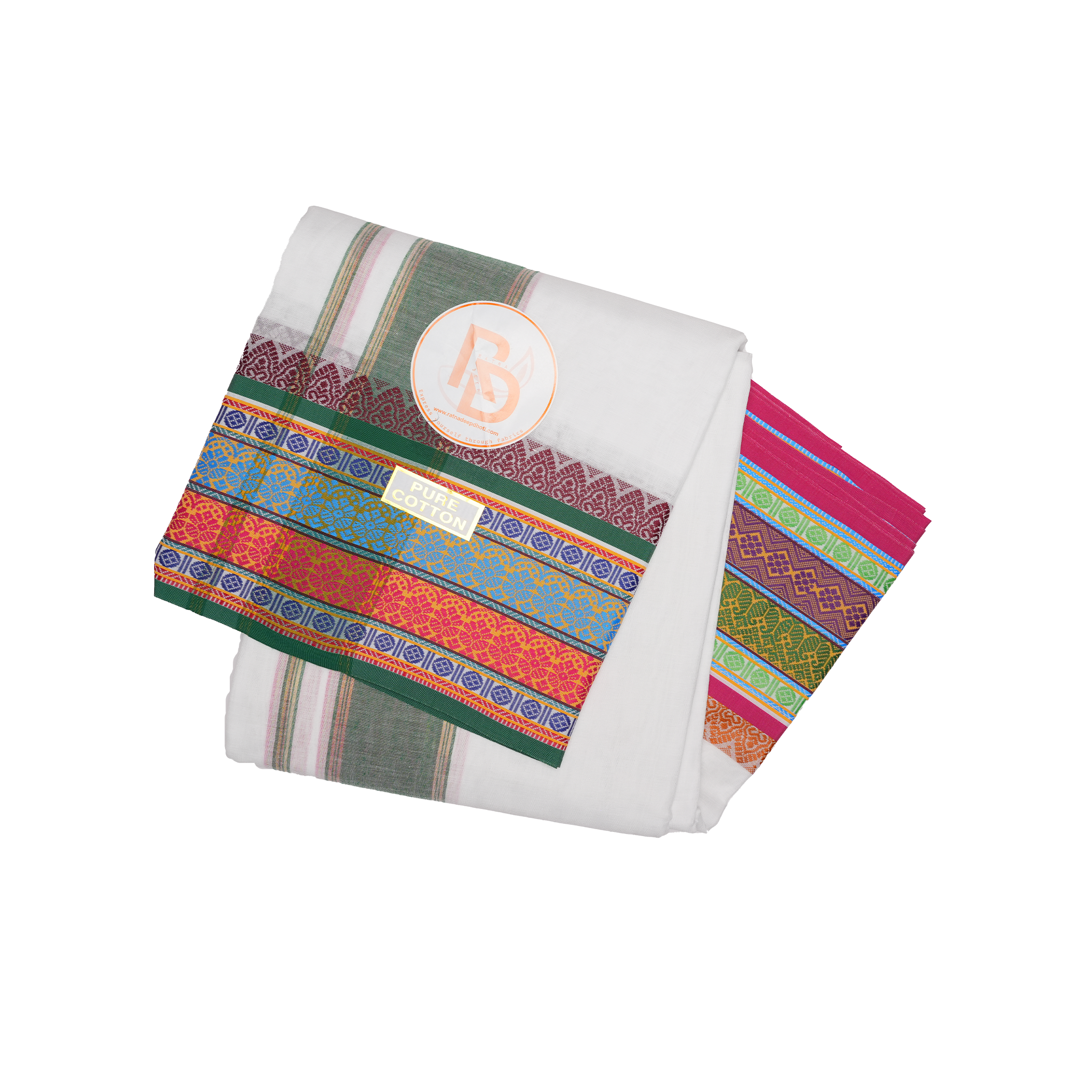 geometric tile border white pure cotton dhoti set
