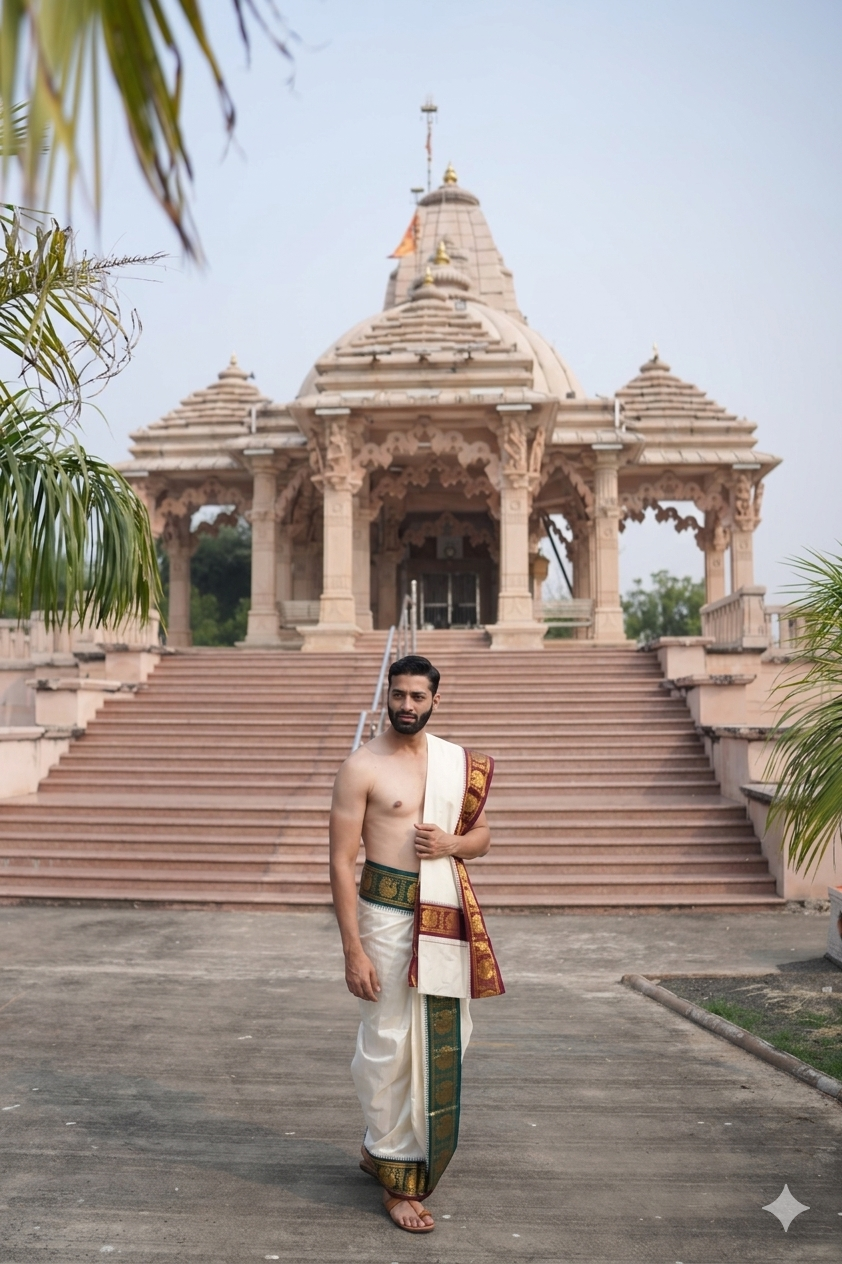 Heritage Kanjivaram Style Pure Silk Dhoti (10×6) – Luxury Edition Ratnadeep Dhoti
