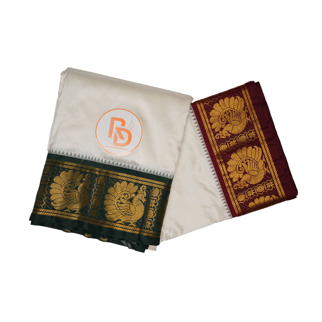 Heritage Kanjivaram Style Pure Silk Dhoti (10×6) – Luxury Edition Ratnadeep Dhoti