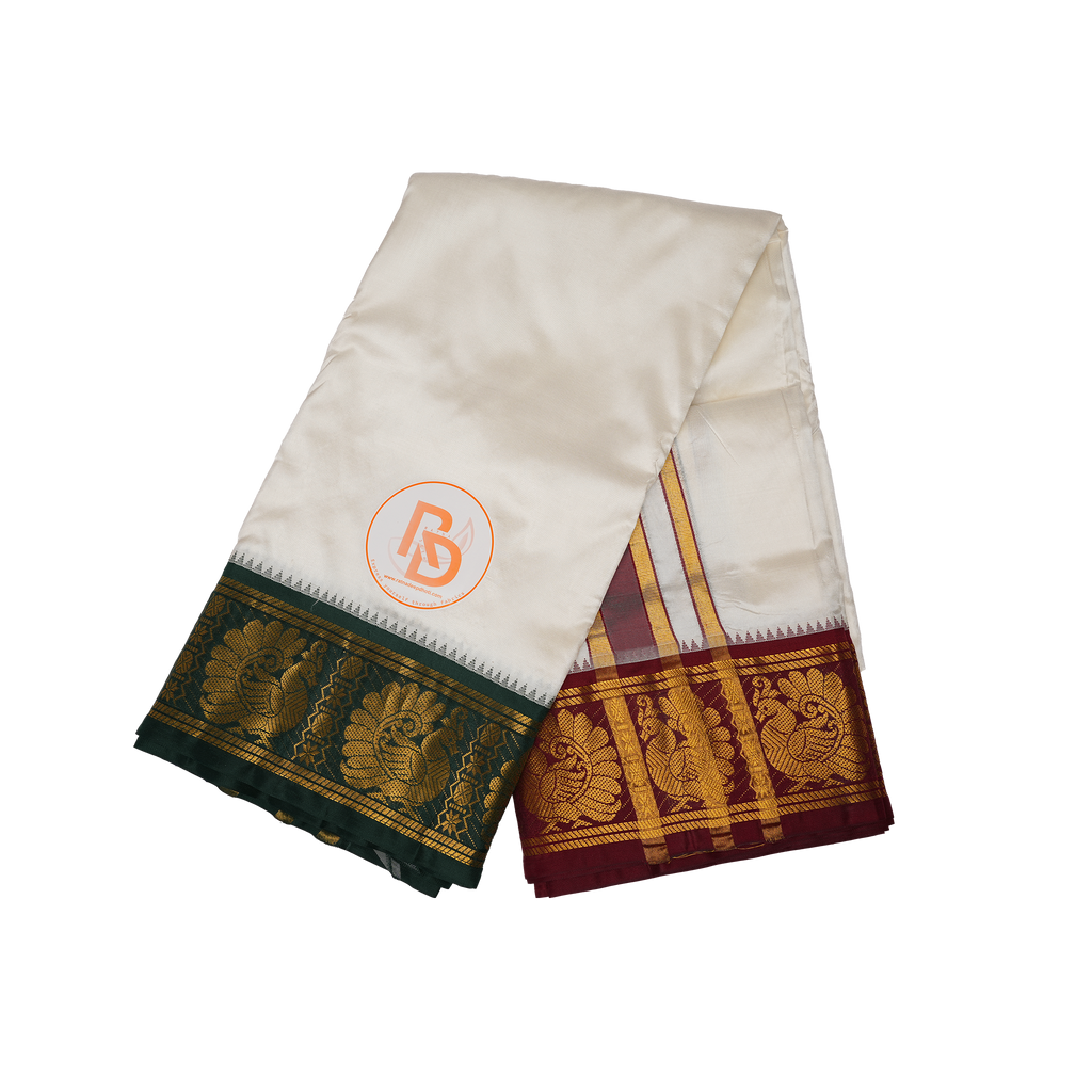 Heritage Kanjivaram Style Pure Silk Dhoti (10×6) – Luxury Edition Ratnadeep Dhoti