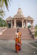Premium Orange Pure Silk Dhoti with Dual Zari Border – (10×6) Ratnadeep Dhoti