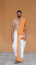 Men Wearing Orange Dhoti