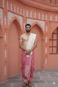 Pink Cotton dhoti with men