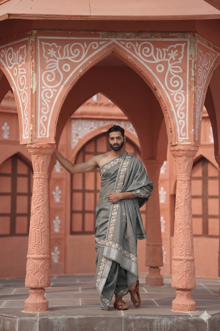 Man attire premium gray dhoti