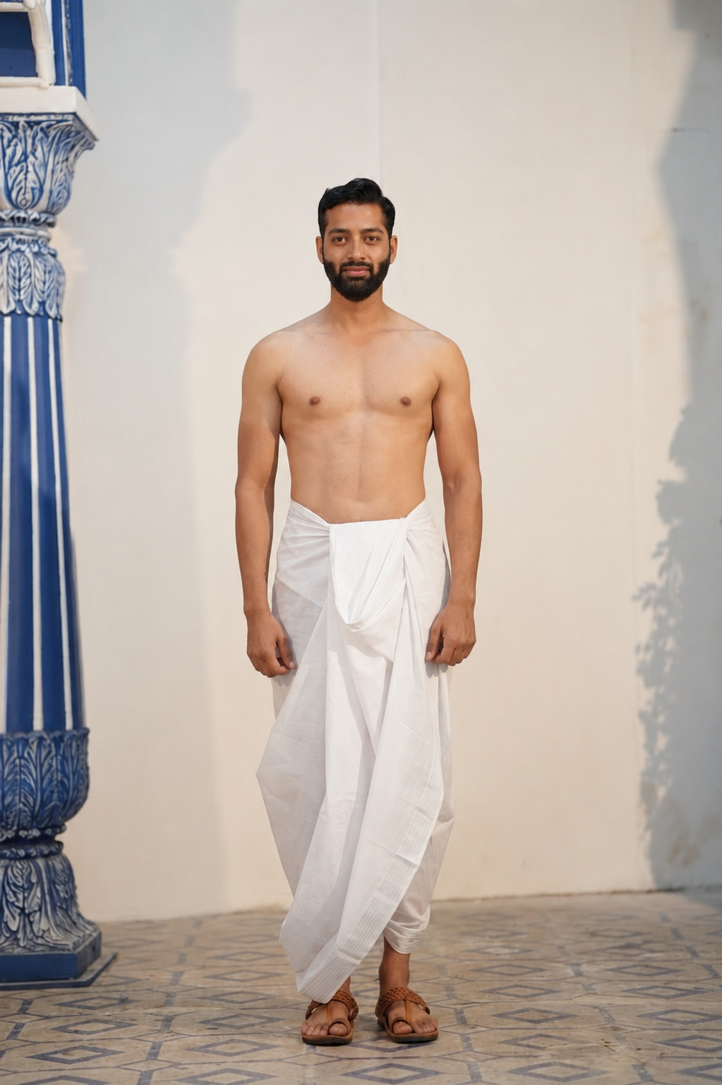 Pure Krishna White Cotton Dhoti (4.5 mtr) for Men