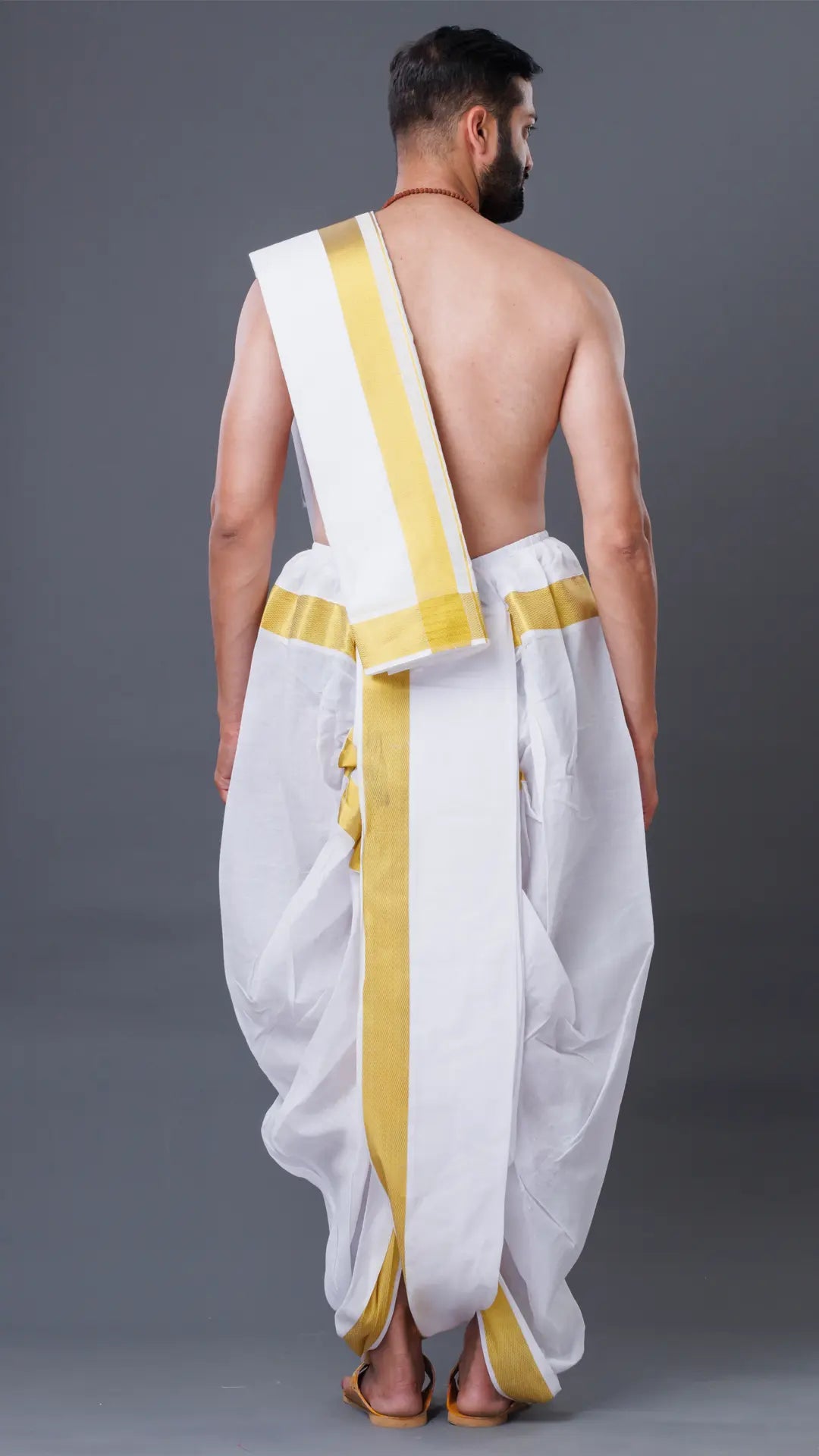 Cotton White Dhoti with Uparana and 100k Jari Border ratnadeepdhoti