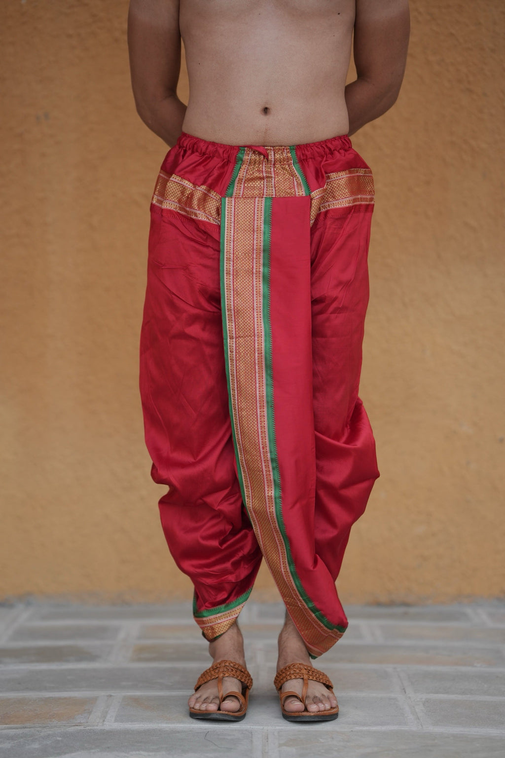Ganga Jamuna Border Artificial Silk Readymade Dhoti for Men Ratnadeep Dhoti