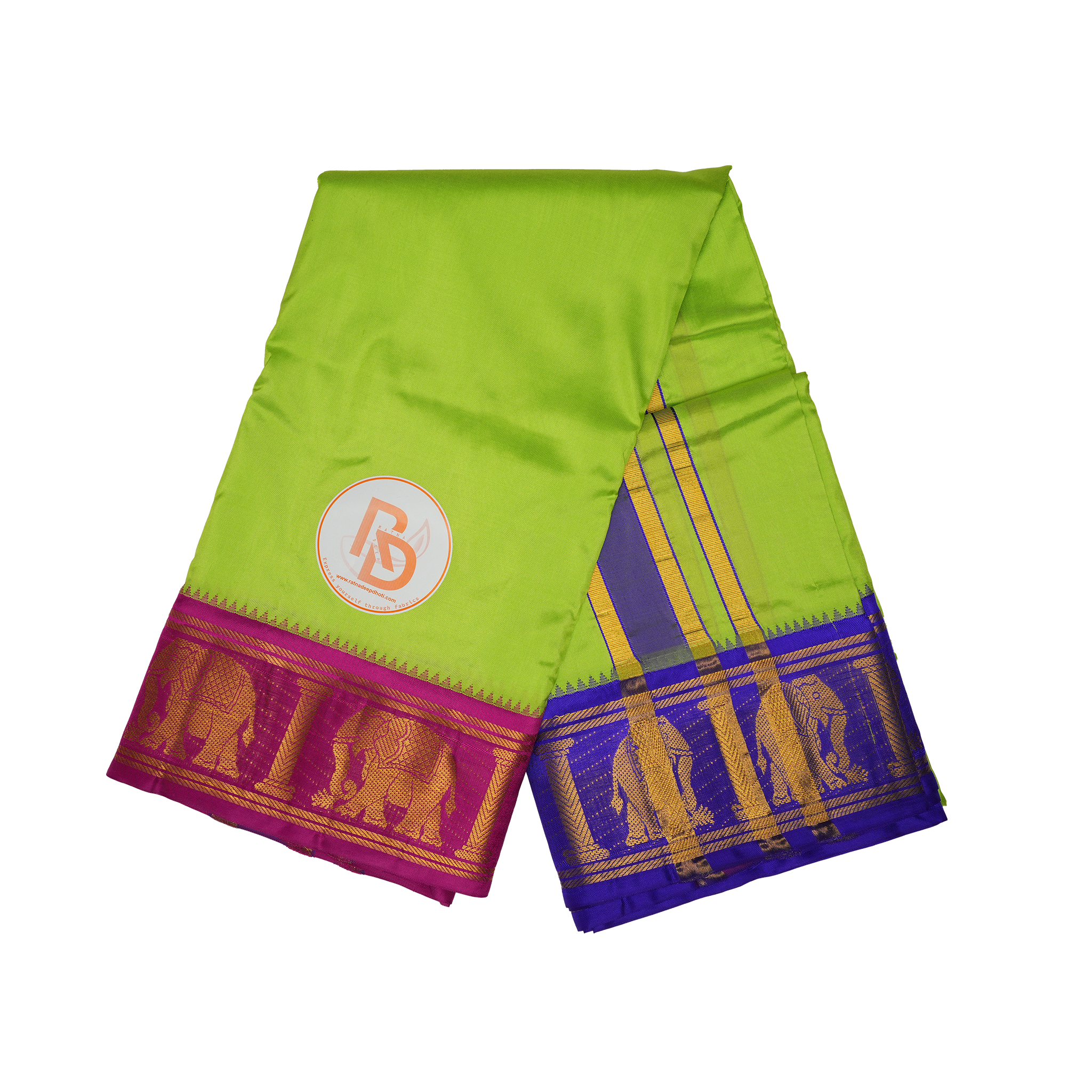 Rajwadi Luxe Silk Dhoti (10×6) Set – Dual Contrast Zari Masterpiece Ratnadeep Dhoti