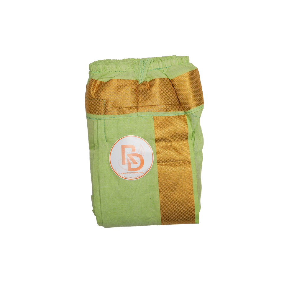 Premium Readymade Traditional Dhoti with Golden Zari Border Ratnadeep Dhoti
