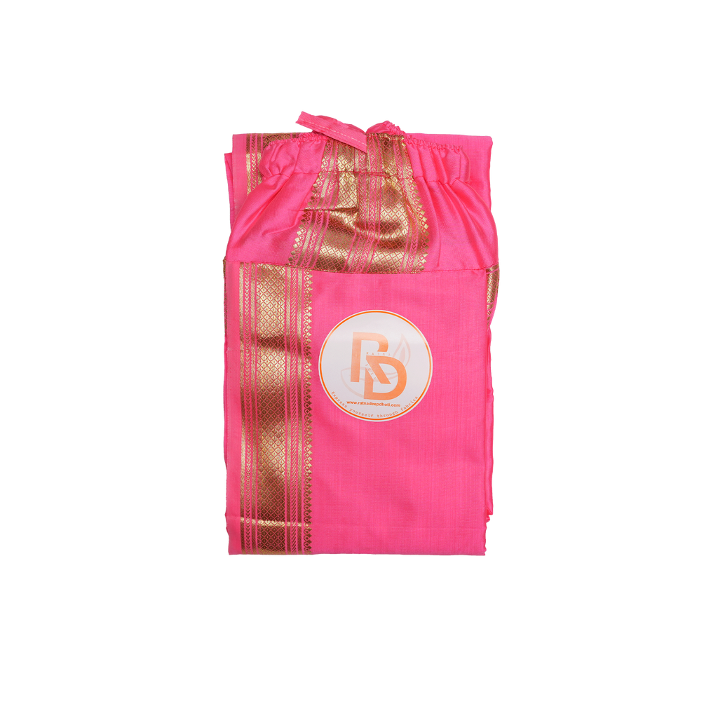 Readymade Silk Dhoti with Rich Gold Zari Border