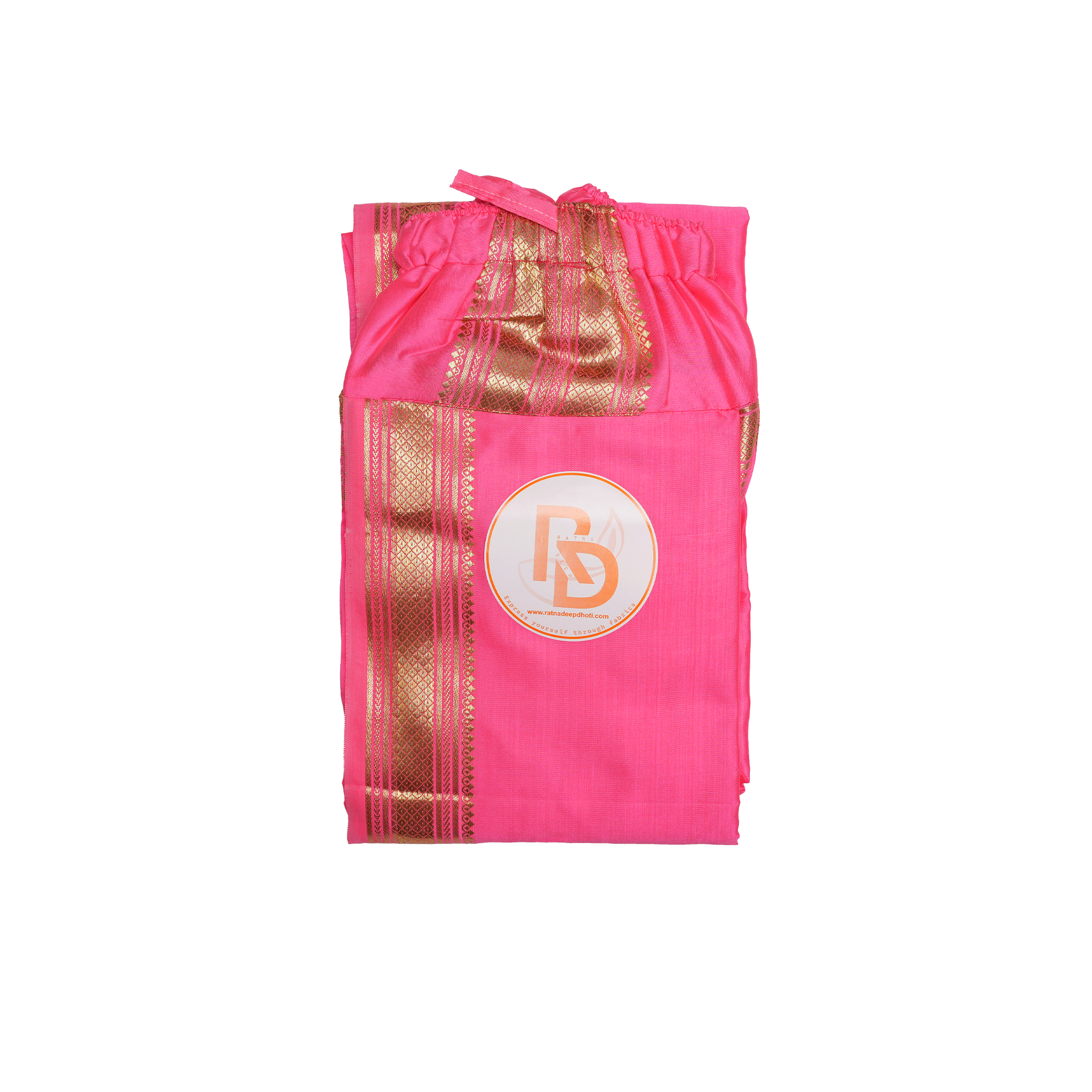 Readymade Silk Dhoti with Rich Gold Zari Border