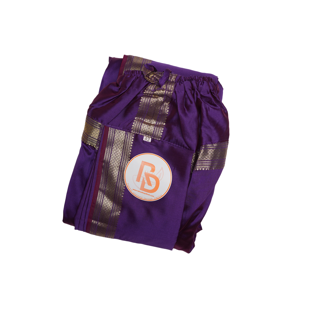 Readymade Silk Dhoti with Rich Gold Zari Border
