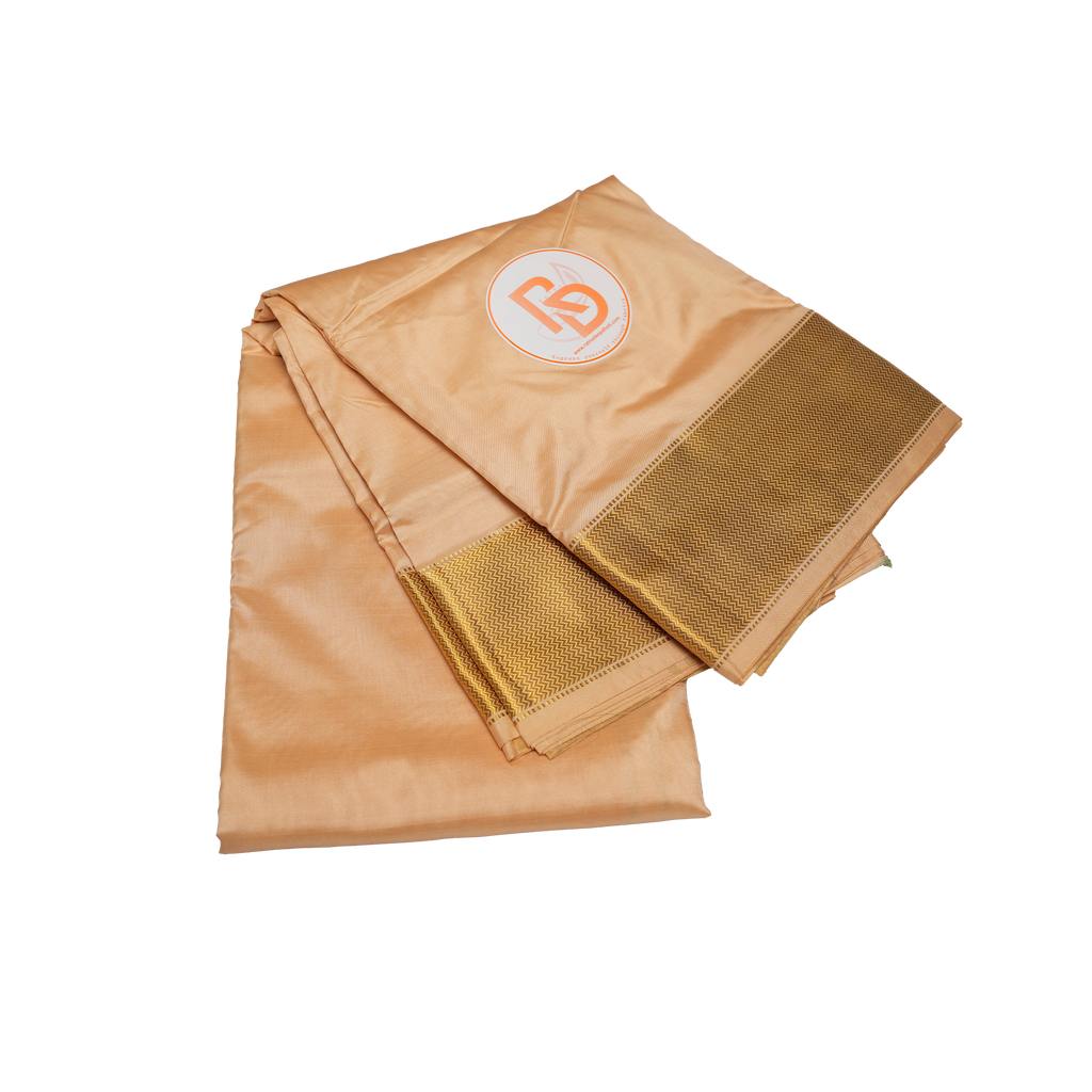 Pure silk twine gold dhoti & golden zari border 