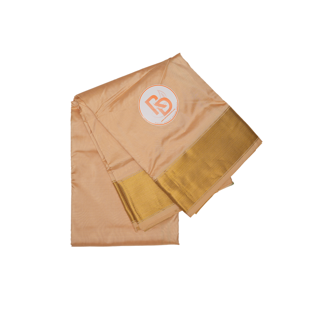 Pure silk twine gold dhoti & golden zari border 