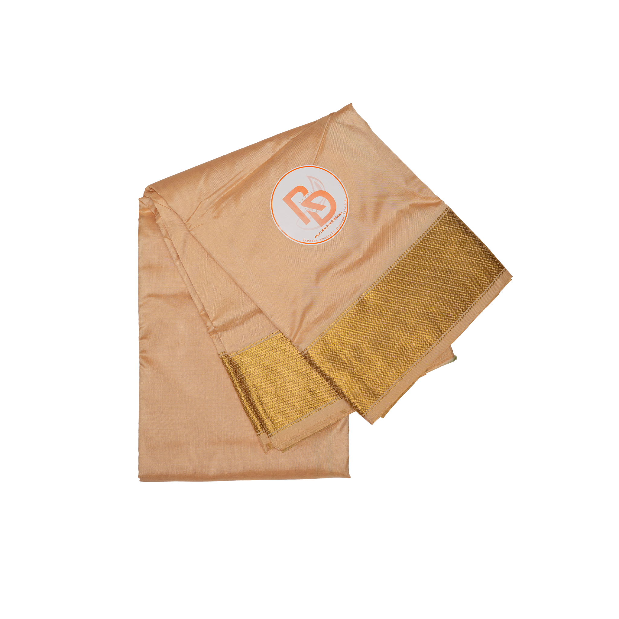 Pure silk twine gold dhoti & golden zari border 