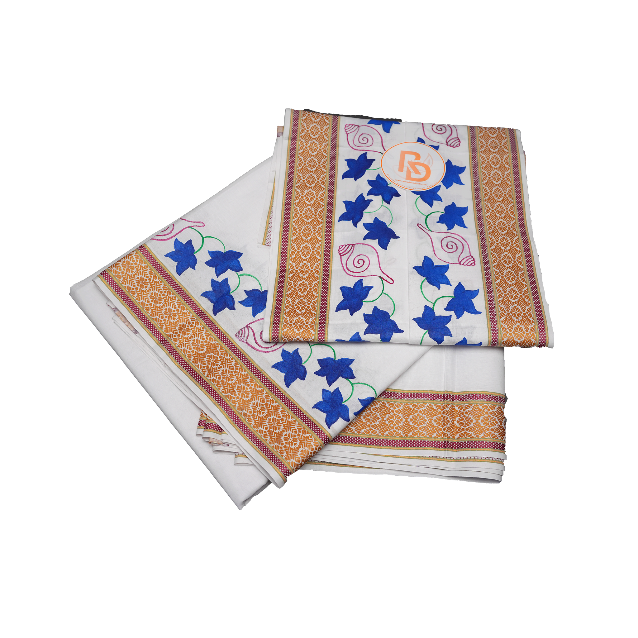 Folded White Dhoti with Uparana