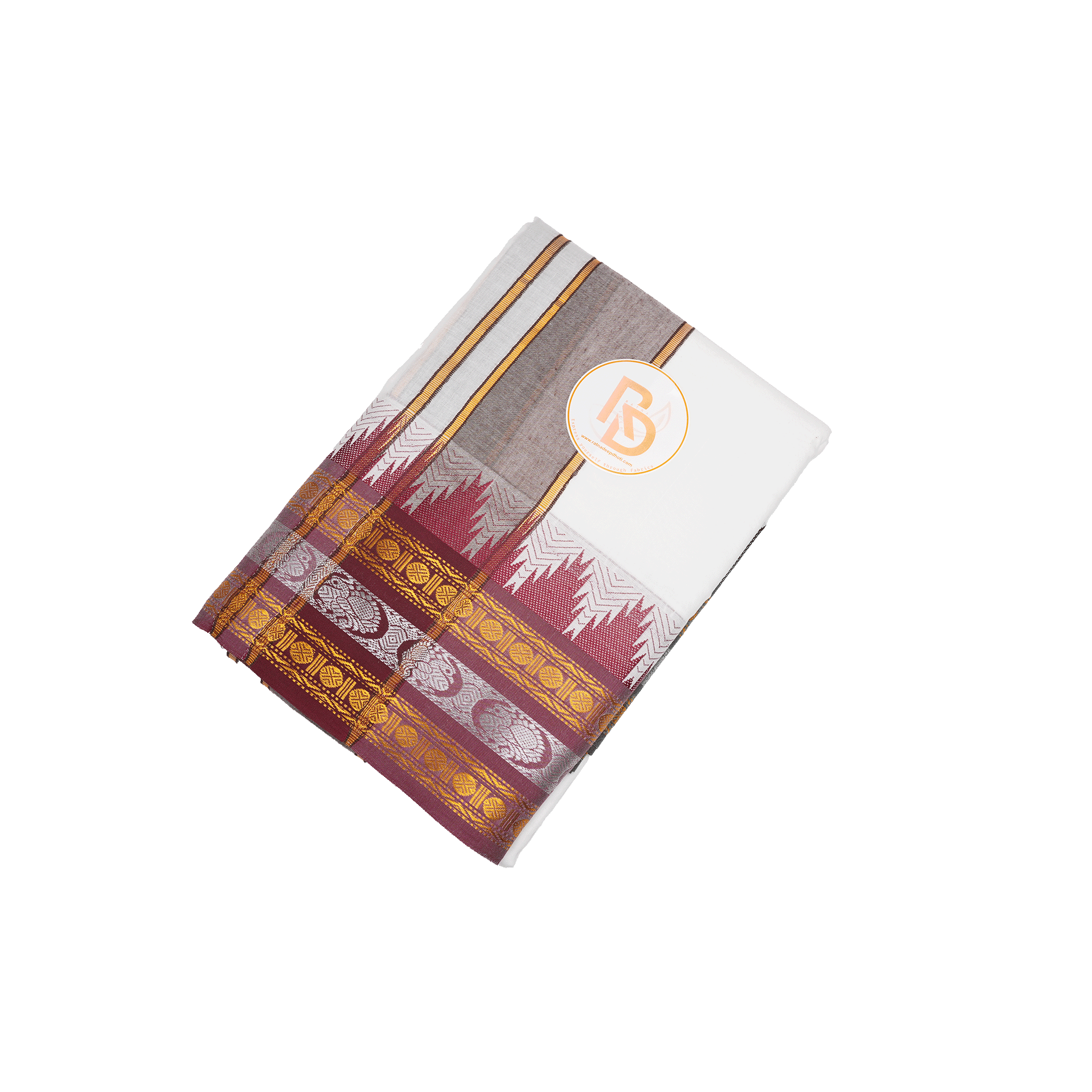 White Cotton Dhoti with Designer Border
