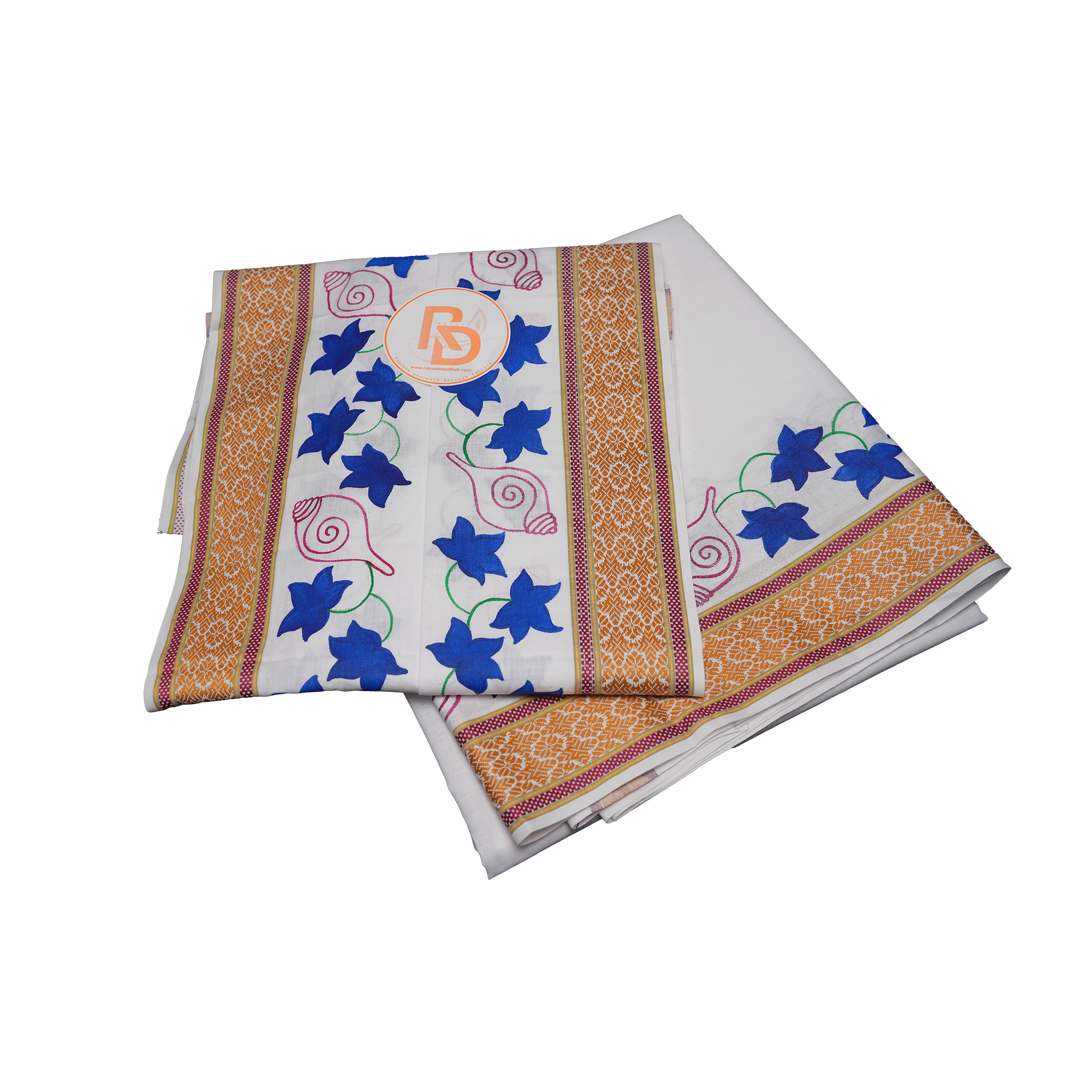 Folded White Dhoti with Uparana