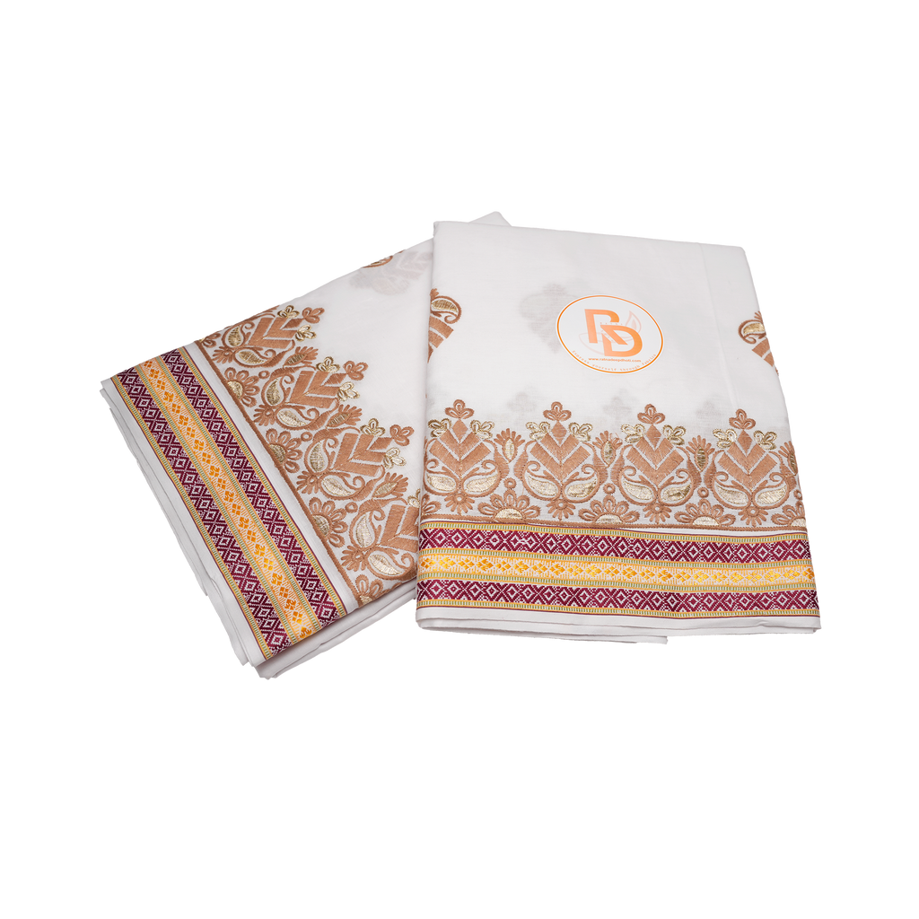 White Dhoti with Yellow Border 