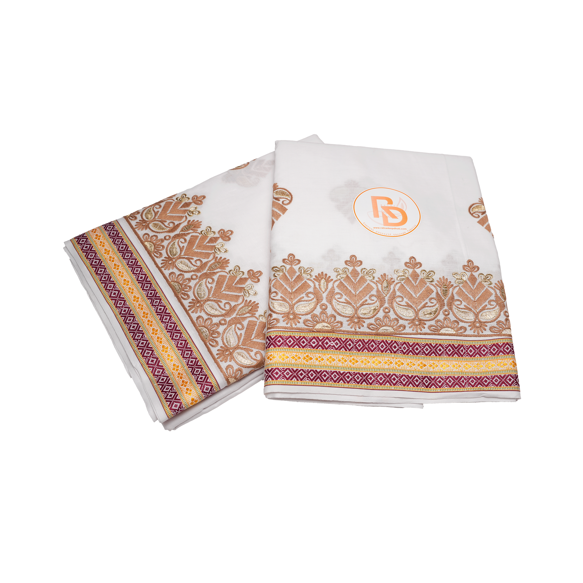 White Dhoti with Yellow Border 