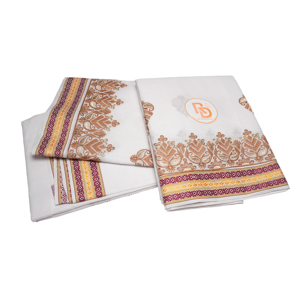 White Dhoti with Yellow Border 