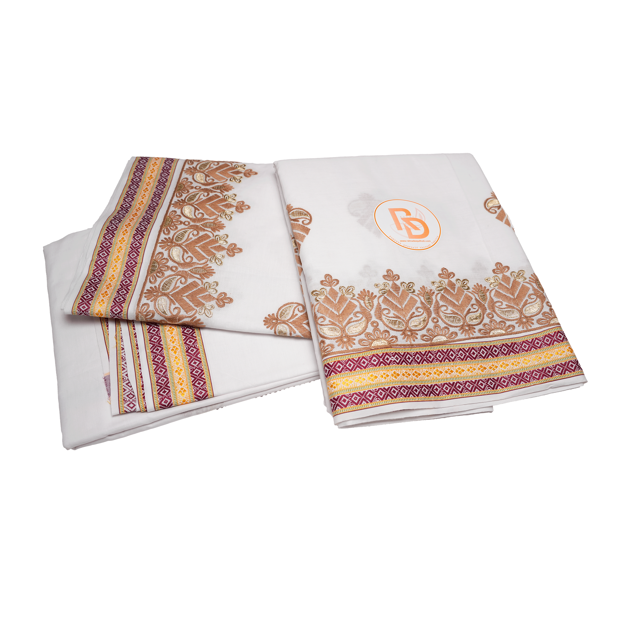 White Dhoti with Yellow Border 