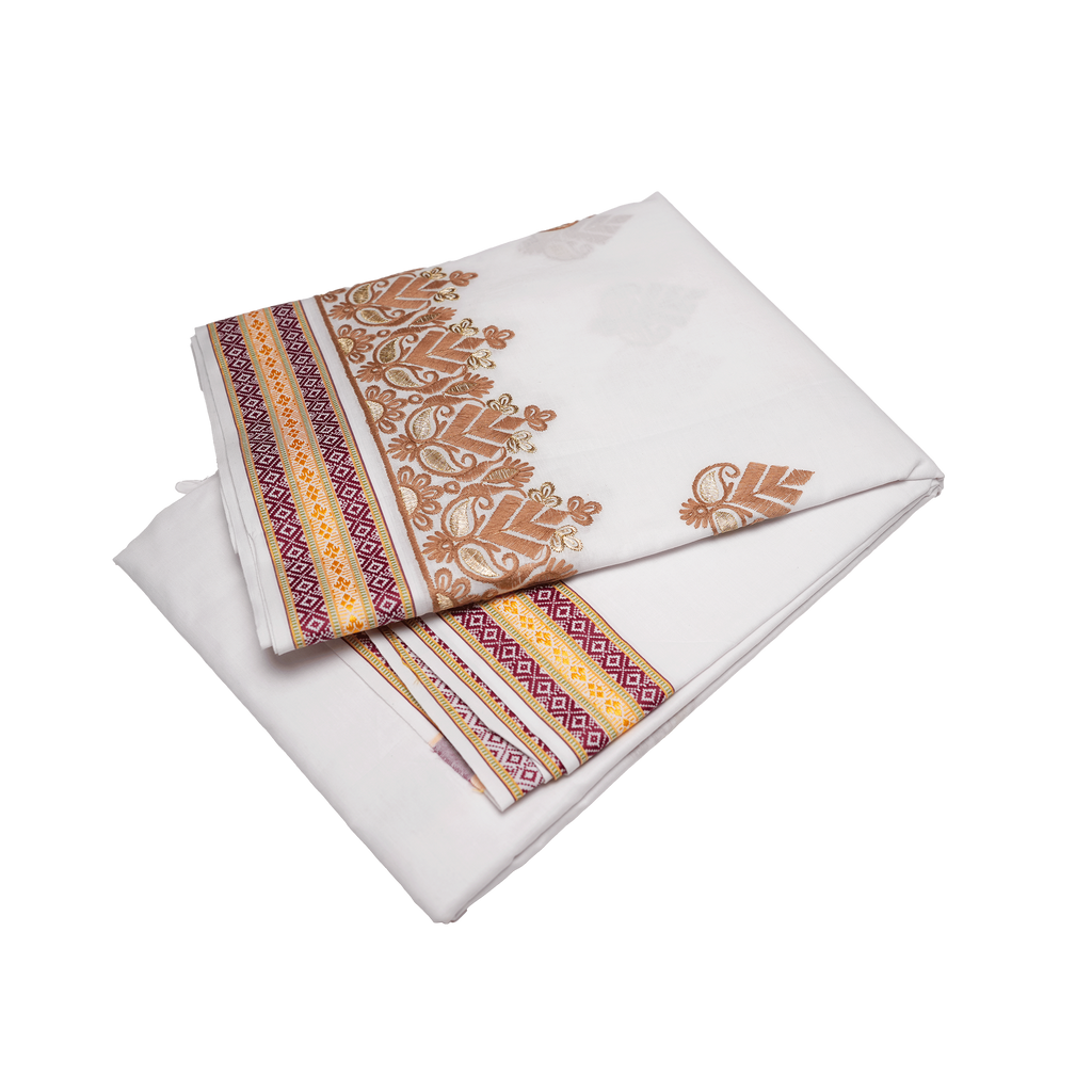 White Dhoti with Yellow Border 