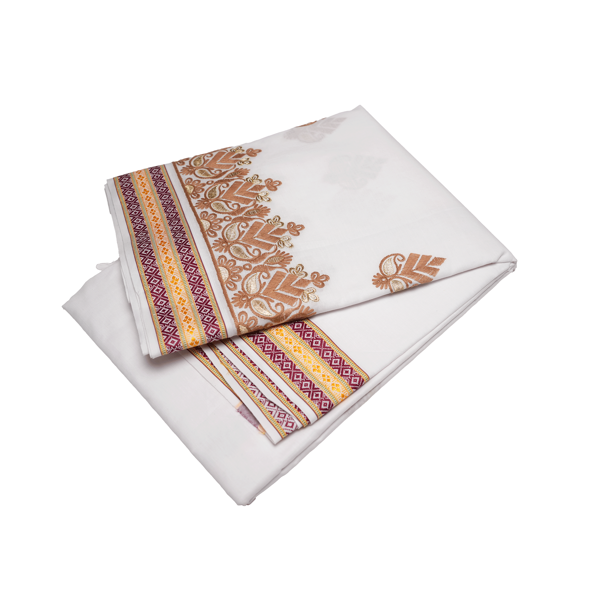 White Dhoti with Yellow Border 