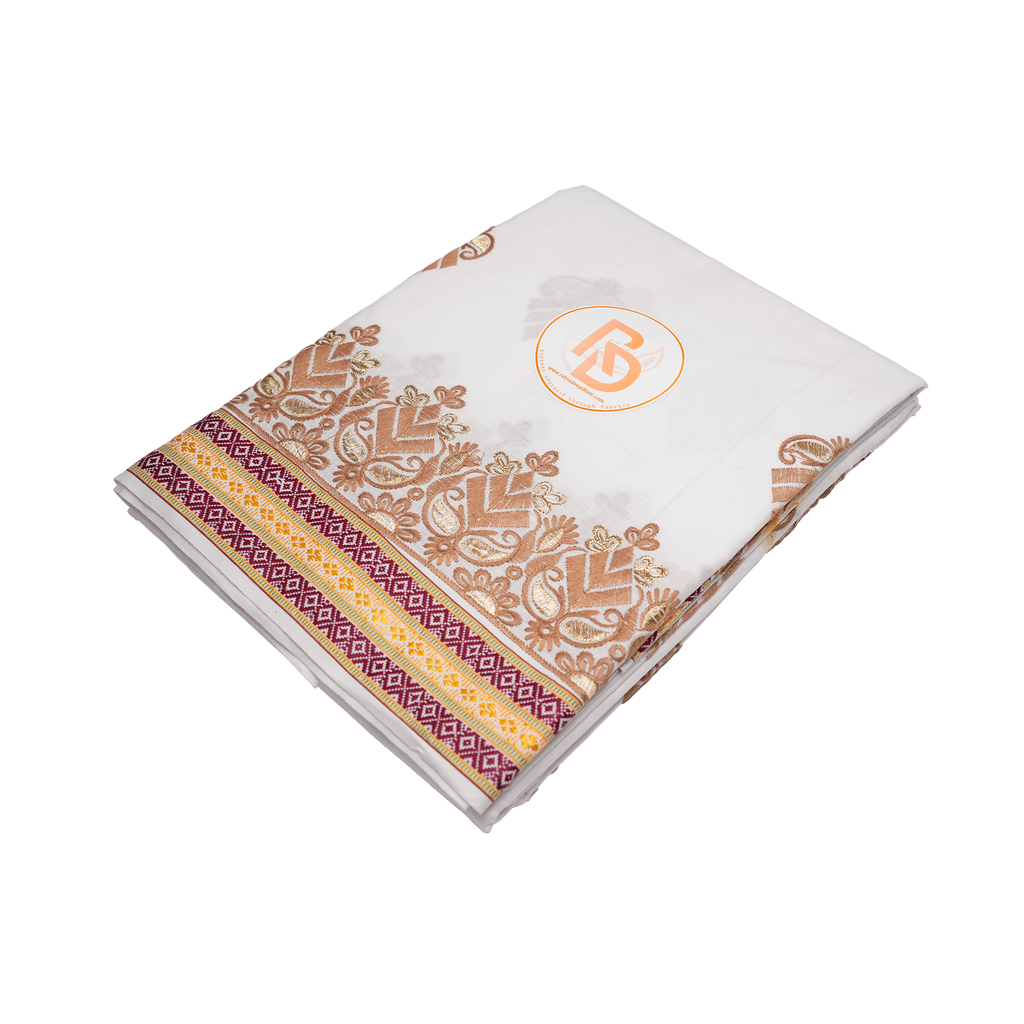White Dhoti with Yellow Border 