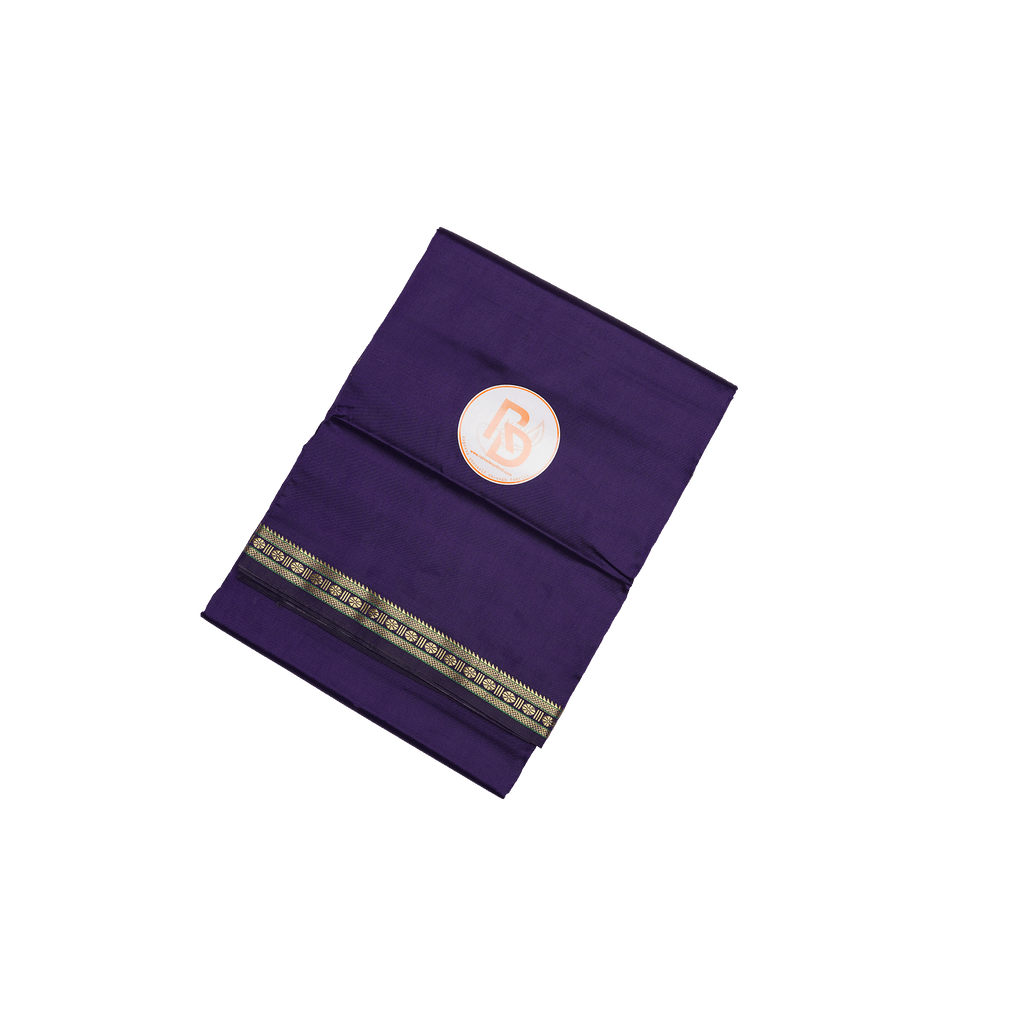 aesthetic rudraksh border artificial silk purple dhoti set