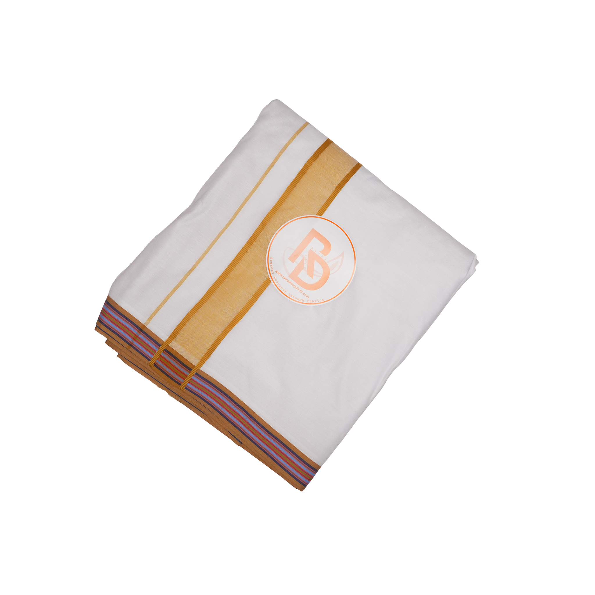 brown border white cotton dhoti set