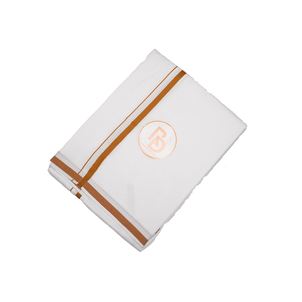 Pure cotton white dhoti with brown border