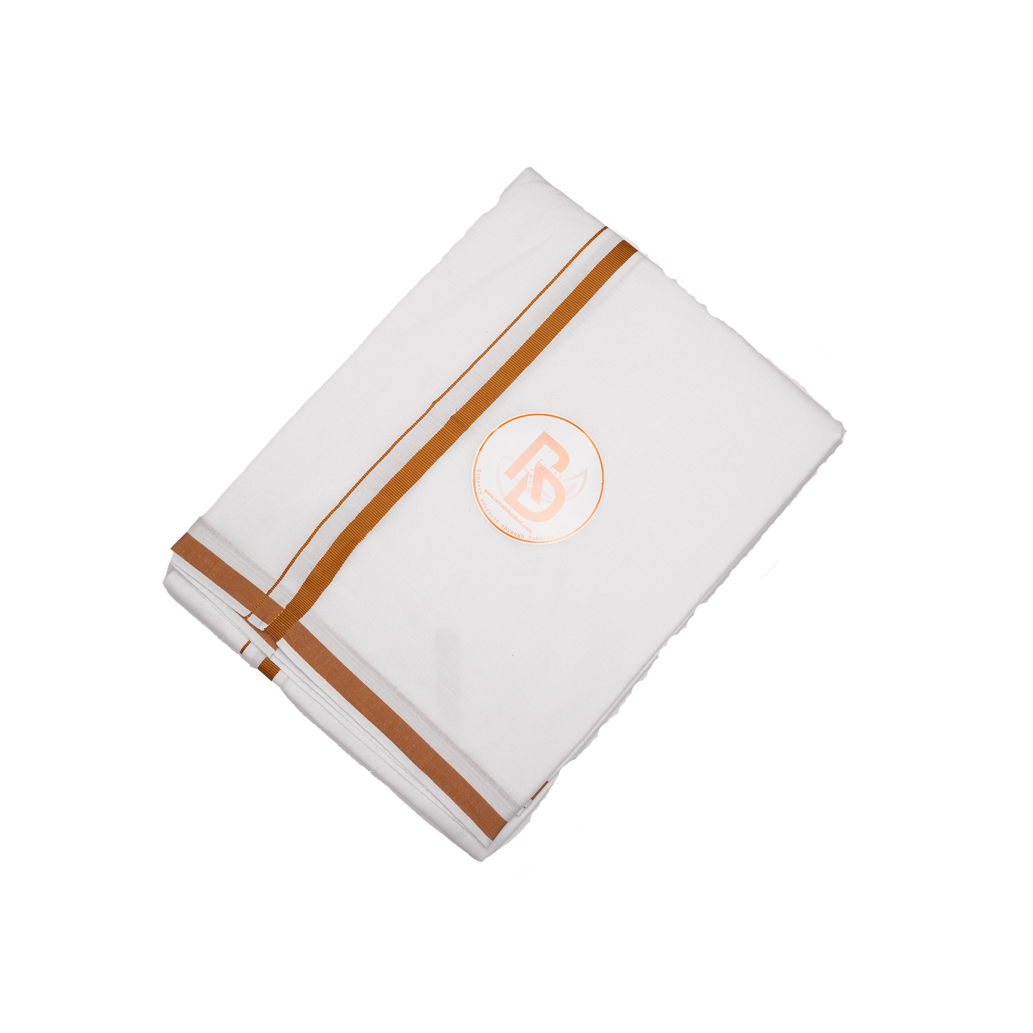 Pure cotton white dhoti with brown border