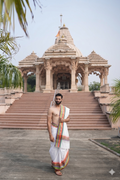 Man wearing a chennai express style cotton dhoti with matching uparana
