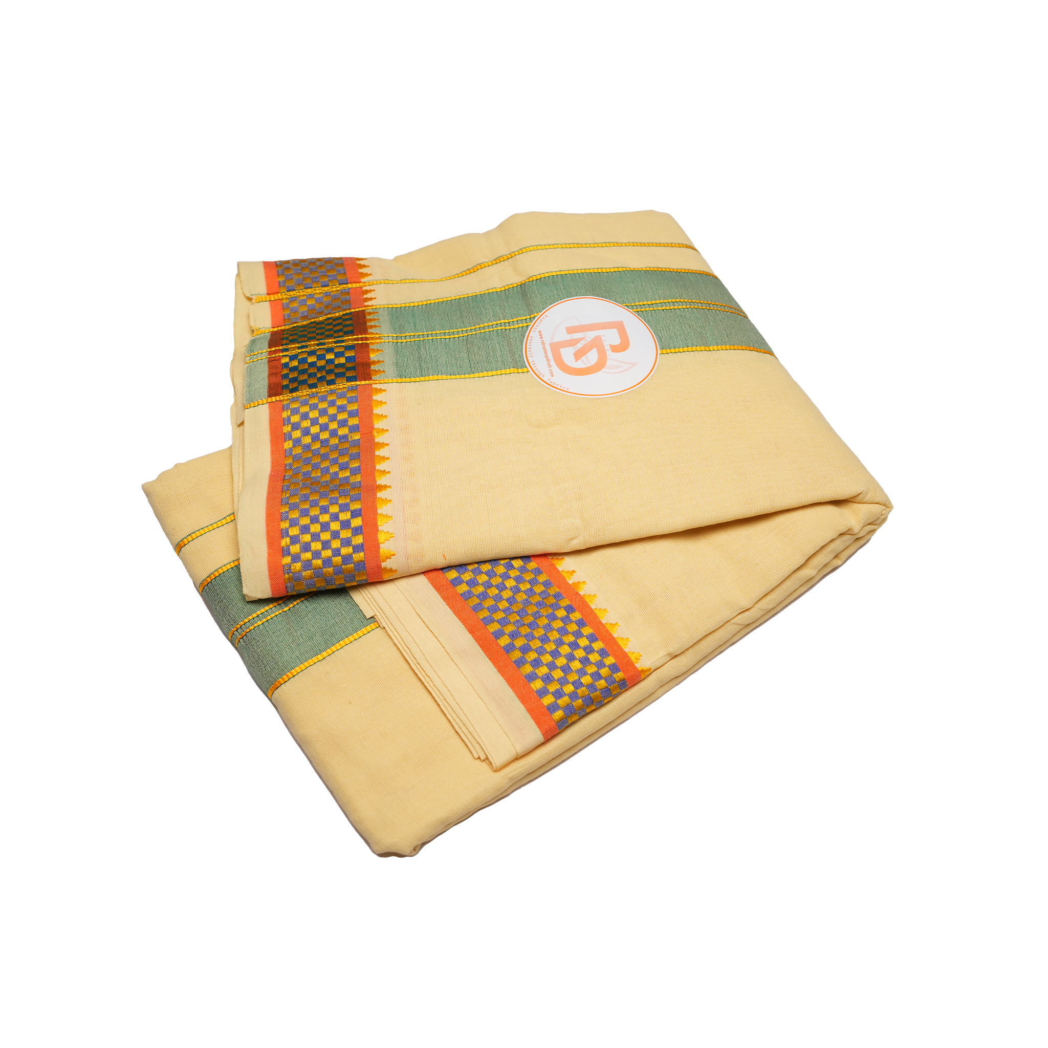 classic checkered border off white cotton dhoti set
