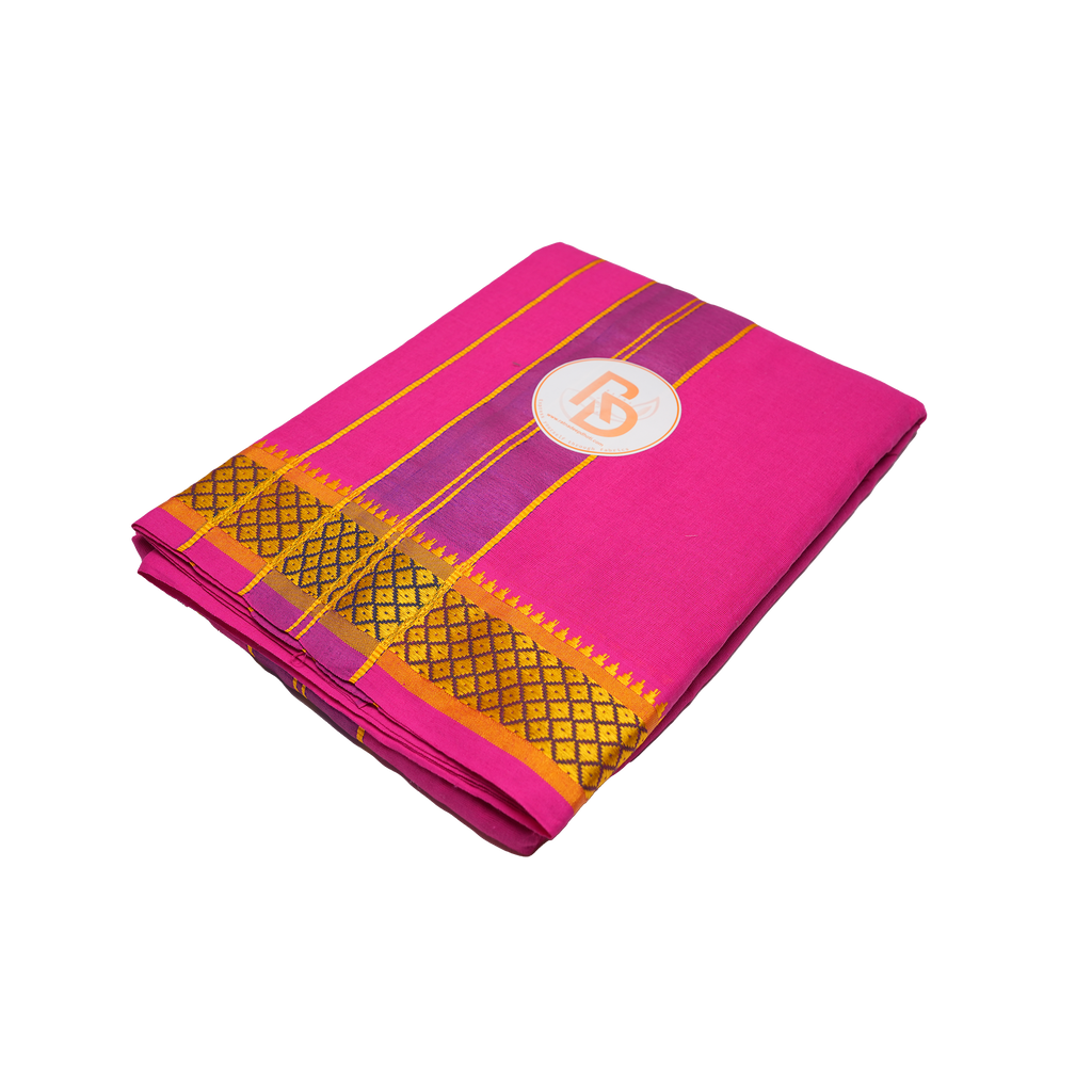 diamond design border cotton dhoti set