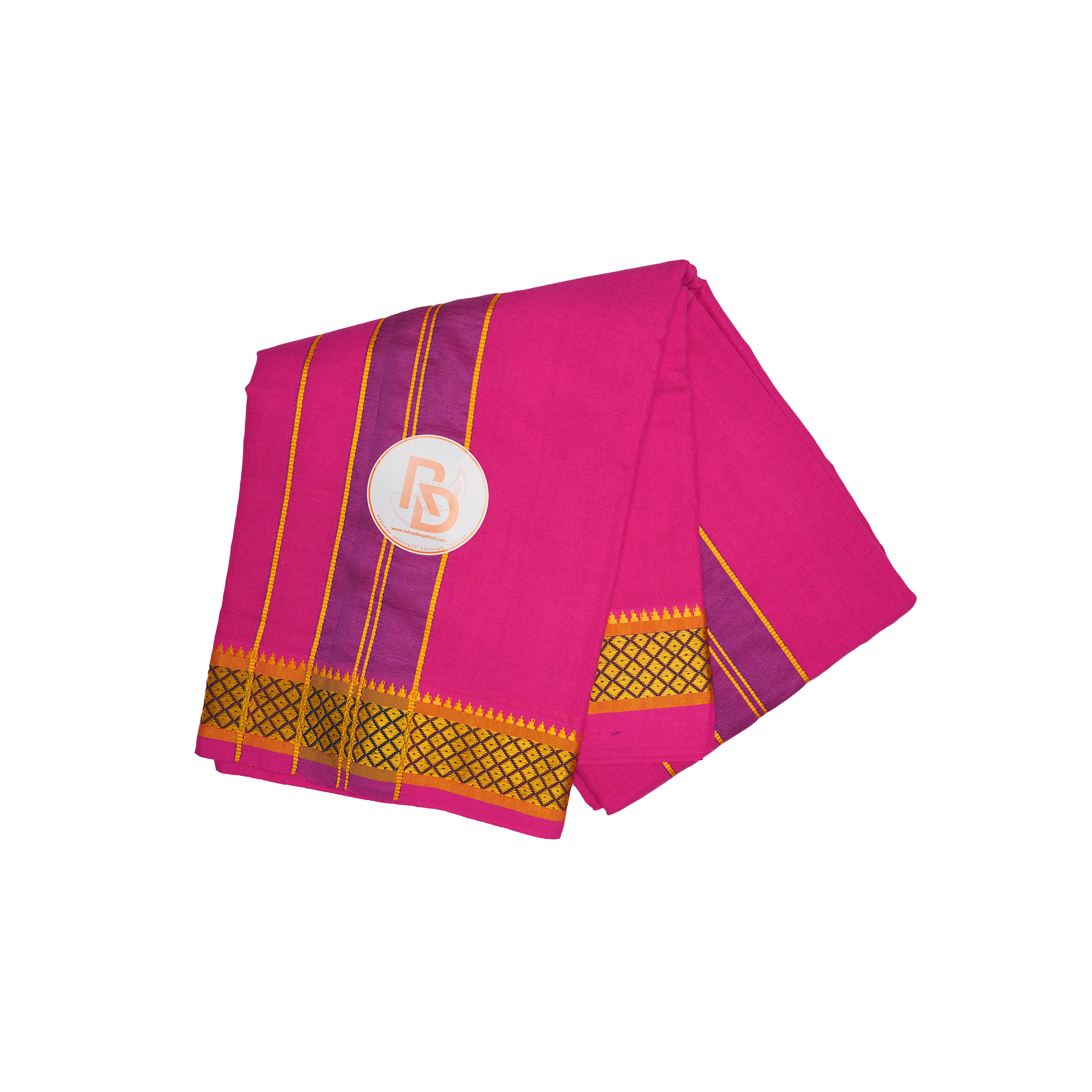diamond design border cotton dhoti set