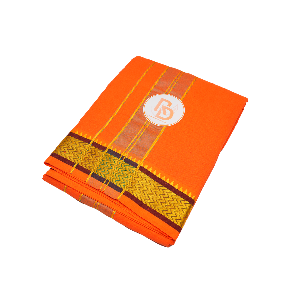 eye catching orange cotton dhoti set