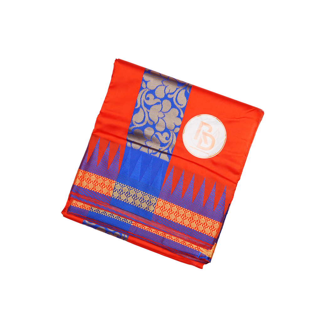 festive orange silk dhoti set