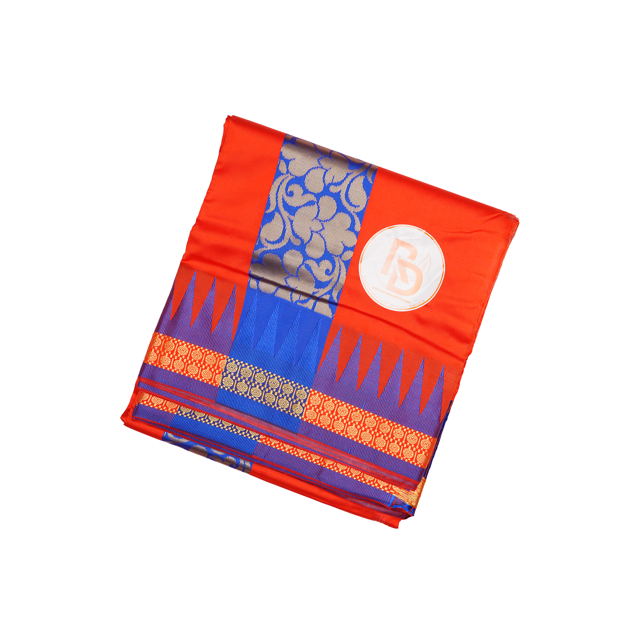 festive orange silk dhoti set