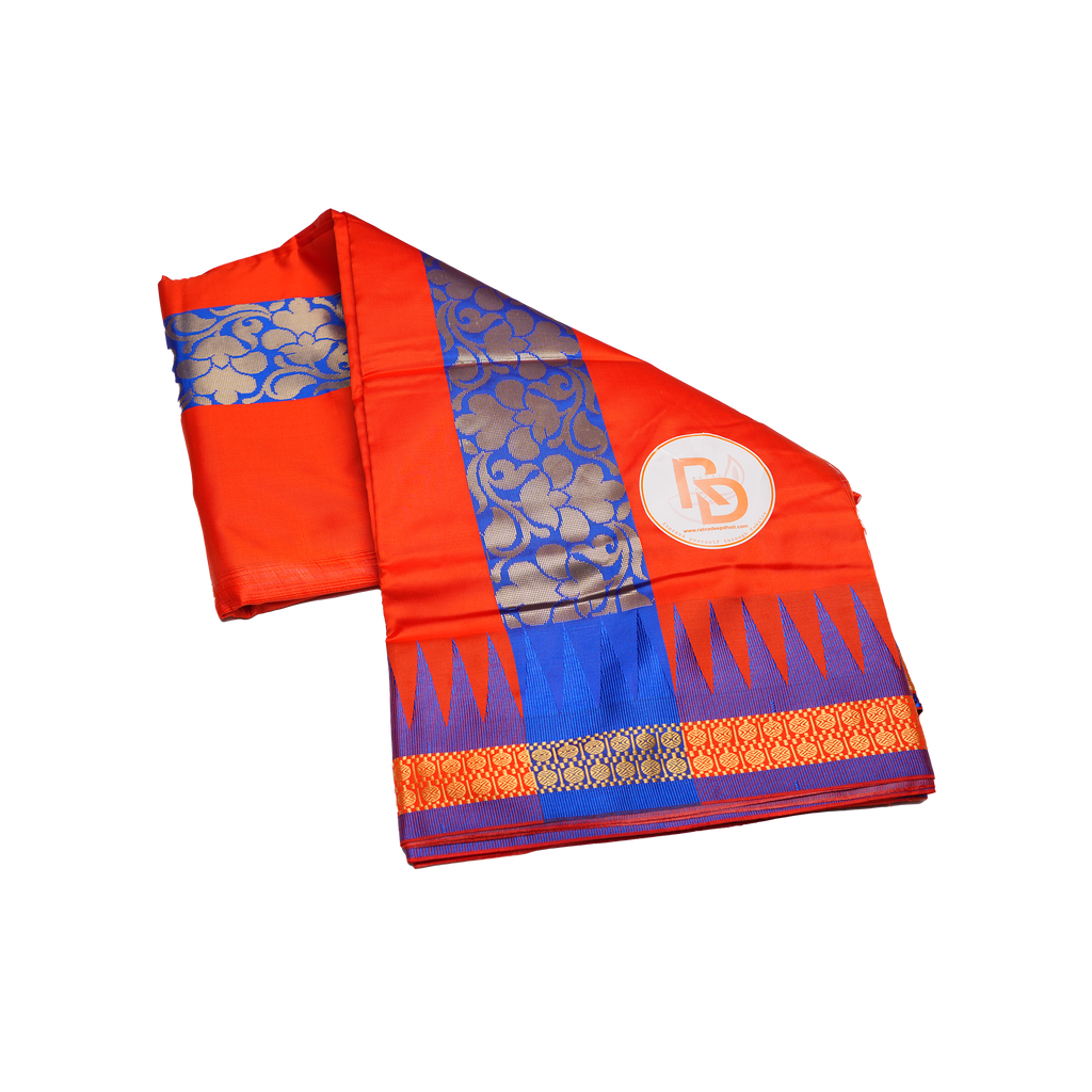festive orange silk dhoti set
