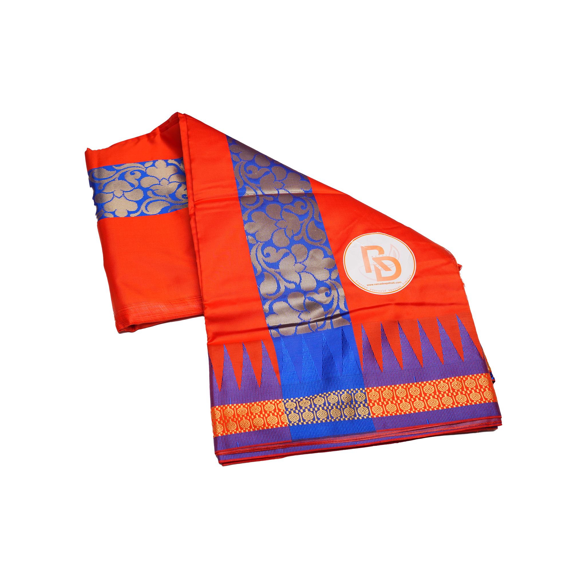 festive orange silk dhoti set