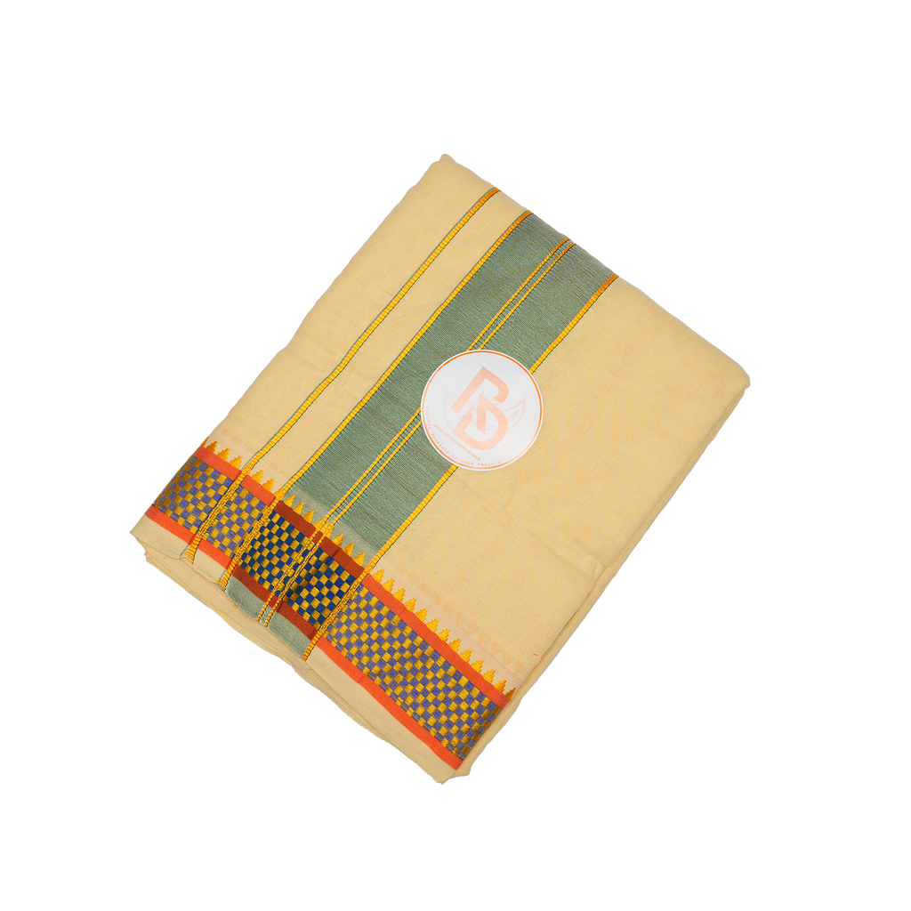 geometric border off white cotton dhoti set
