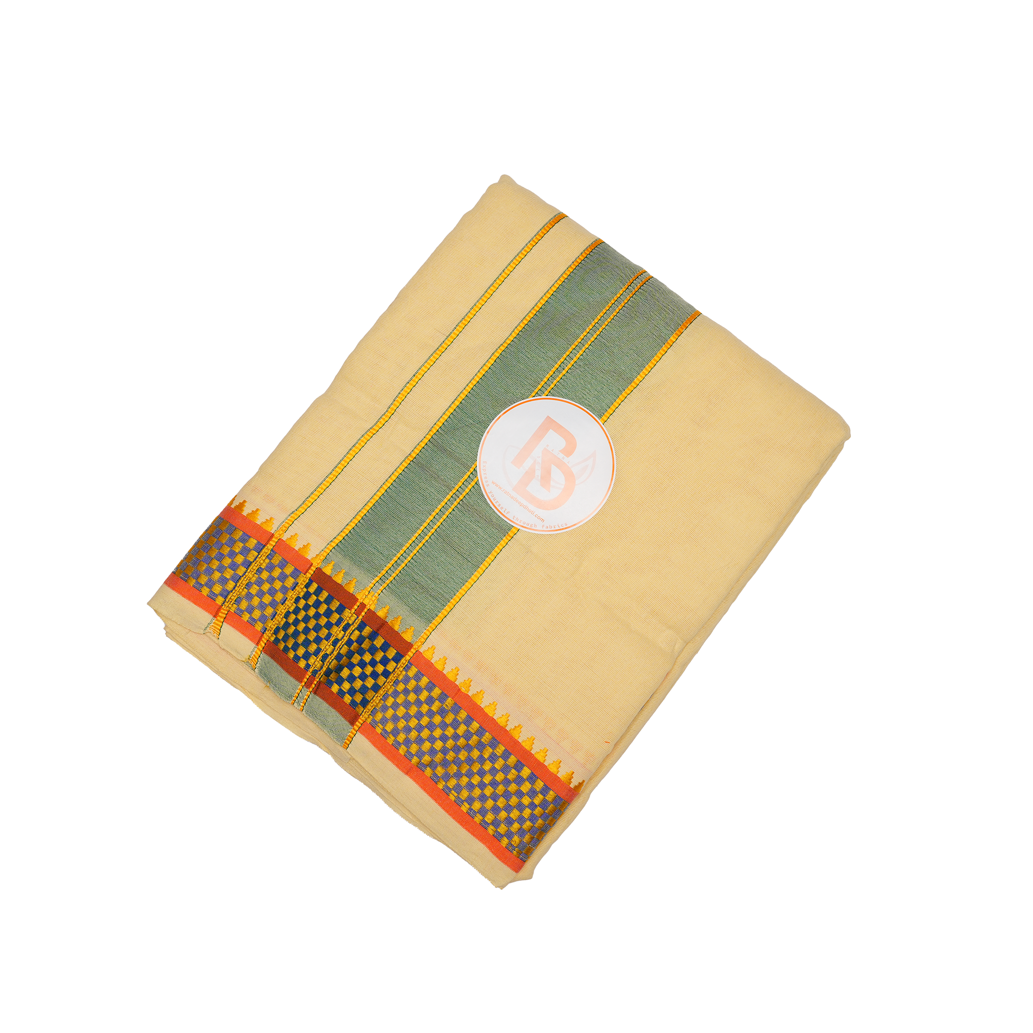 geometric border off white cotton dhoti set