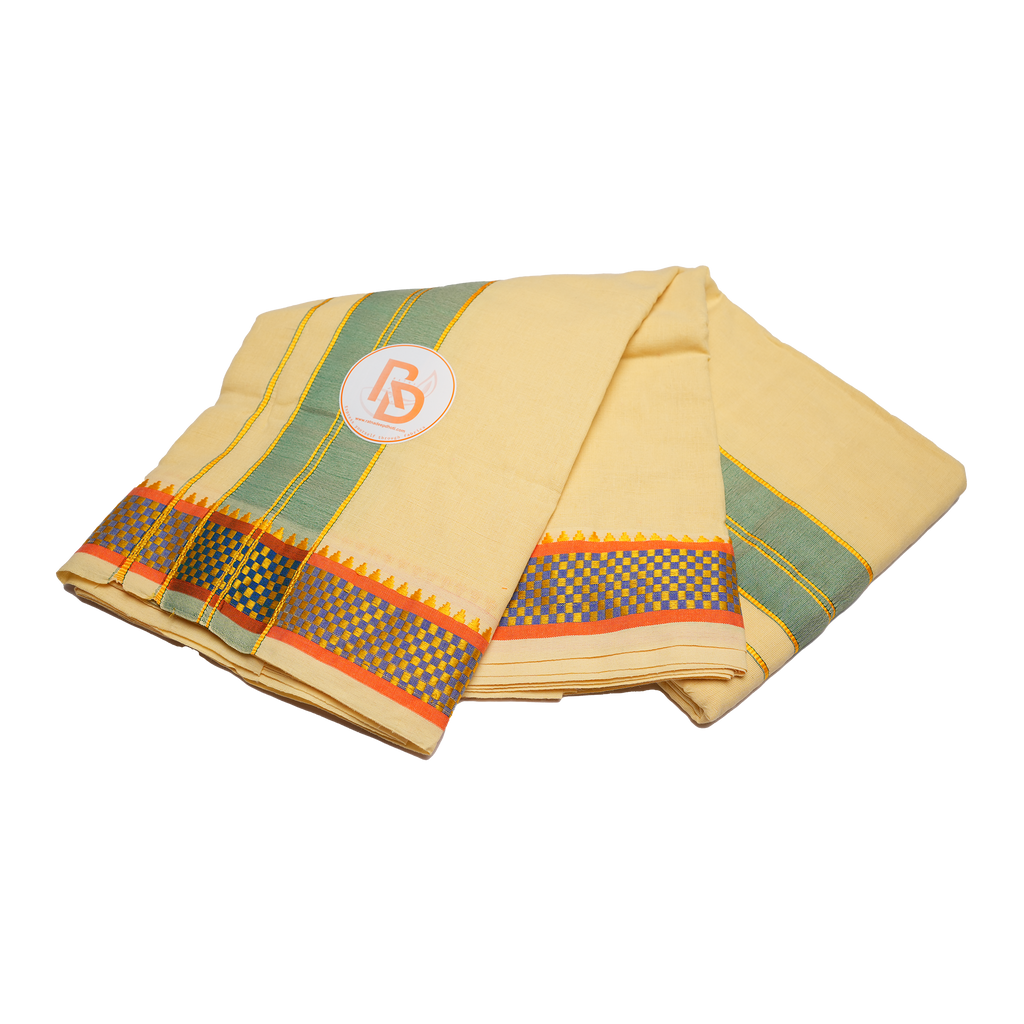 geometric border off white cotton dhoti set