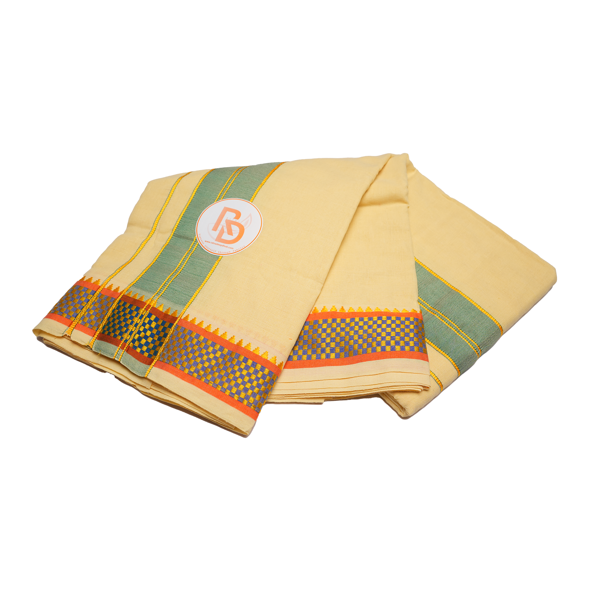 geometric border off white cotton dhoti set