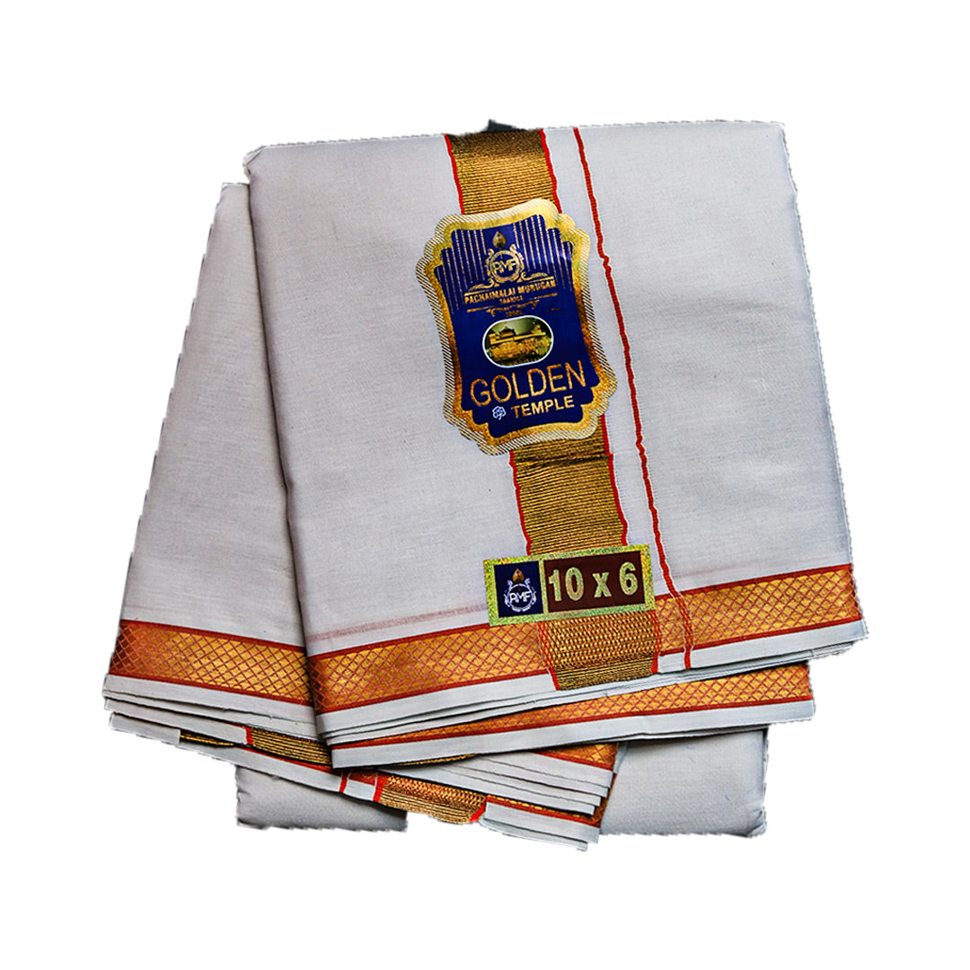 Golden Temple Dhoti with Golden Border (10x6) Ratnadeep Dhoti