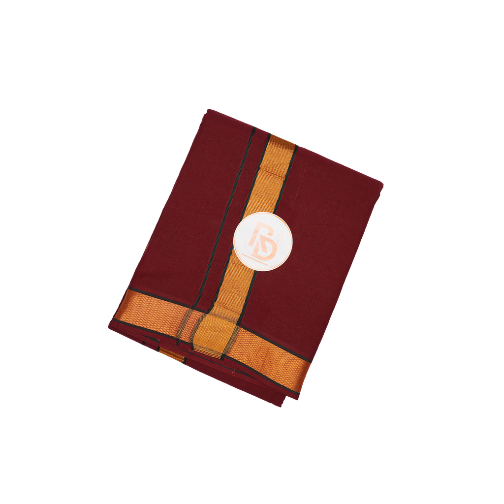 golden temple border maroon cotton dhoti set